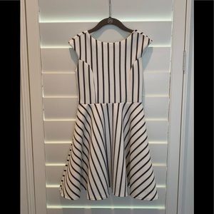 Un Deux Trois White and Navy Cap Sleeve Dress